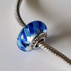 Pandora blue zig zag Murano